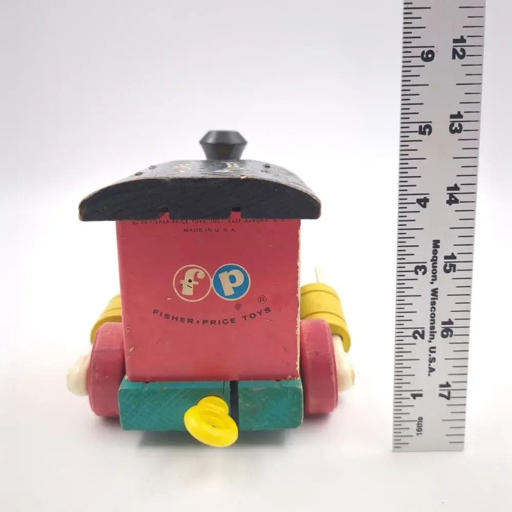 Vintage Fisher-Price #999 Huffy Puffy Pull Toy Train 1963 Wooden Eyes Move
